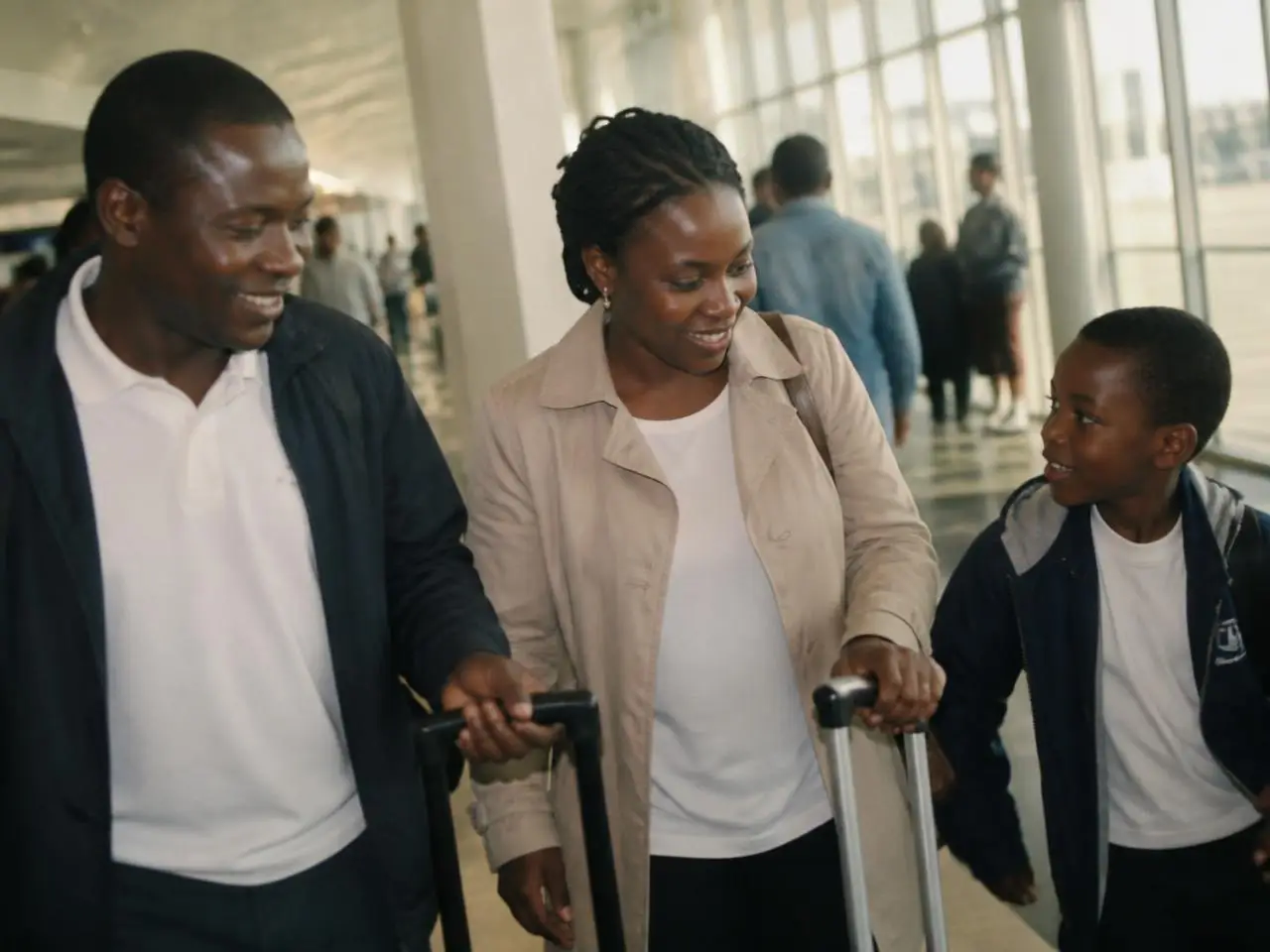 Família a chegar ao aeroporto com malas